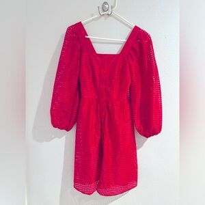 New York & Company Hot Pink Button Dress Puffed Long Sleeve Size XS